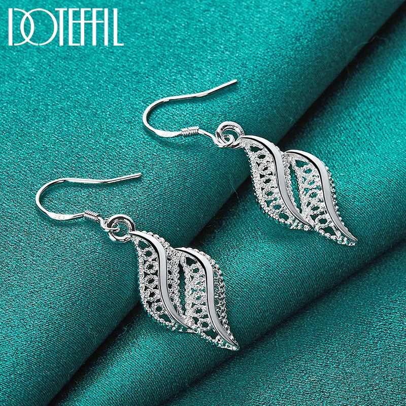 Doteffil 925 Sterling Zilveren Bladeren Leaf Drop Earring Voor Vrouw Lady Wedding Engagement Party Mode-sieraden