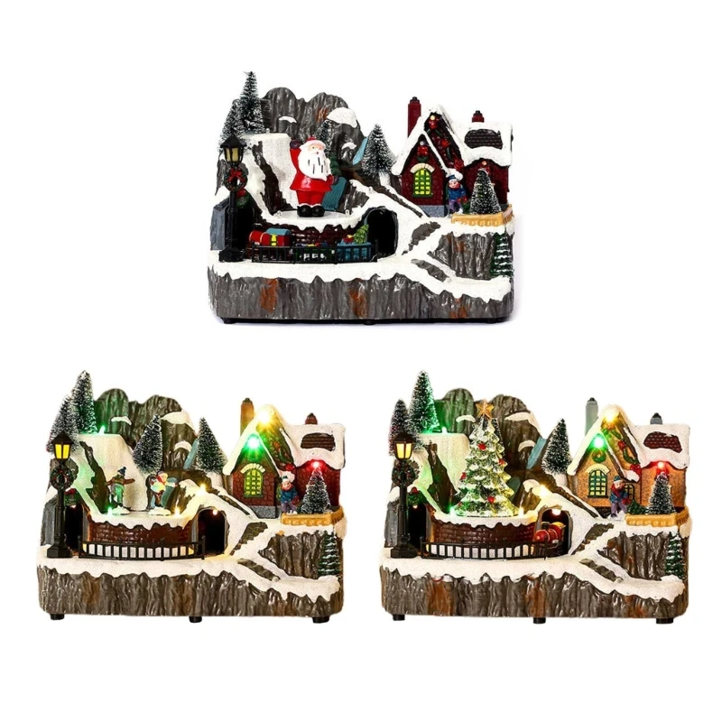 

Christmas Village House Figurine Rotatable Music Birthday Holiday Party Present