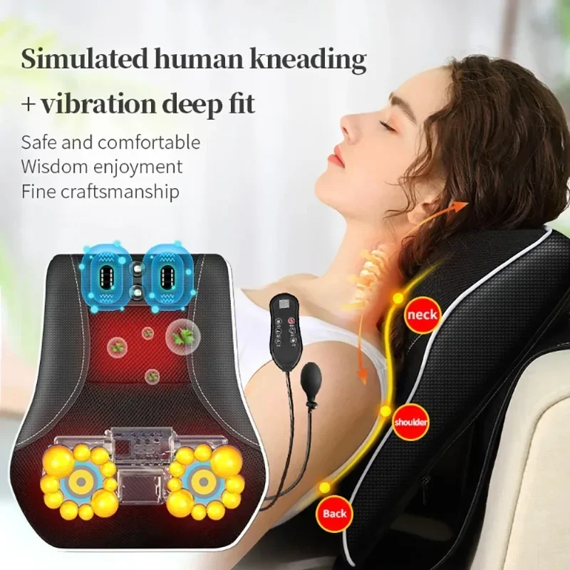 

Electric Heating Neck Massage Pillow Vibrating Back Shoulder Body Massage Cushion Car Back Pillow Cervical Traction Pain Relief