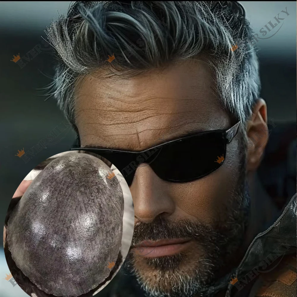 

1B40 1B30 1B80 Белый Серый Черный Прочный инъекционный Тонкий парик из искусственной кожи из человеческих волос для мужчин Система капиллярных протезов Натуральная линия волос