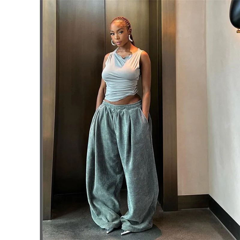 2025 Autumn and Winter Women's Clothing New Fashion Street High Waist Loose Straight Casual Trousers