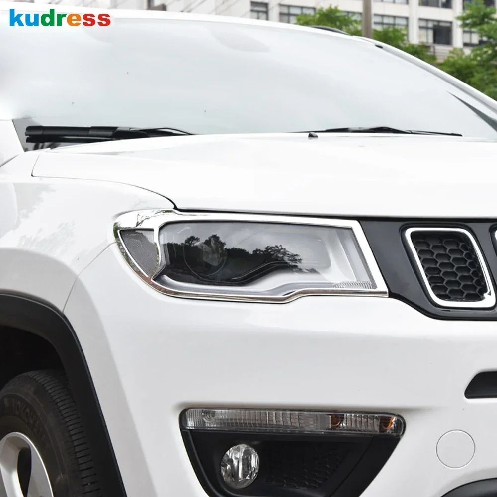 ل جيب البوصلة 2017 2018 2019 2020 2021 كروم سيارة الجبهة رئيس ضوء غطاء المصباح إطار المصباح الزخارف الملحقات الخارجية #3