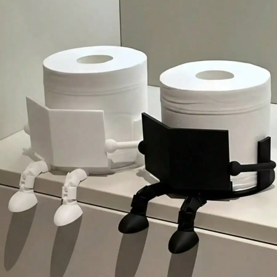 Creatieve toiletrolhouderstandaard - Leuk ontwerp voor een zittende houding, afneembaar scharnier, praktisch kunstornament, decoratie voor thuis en badkamer