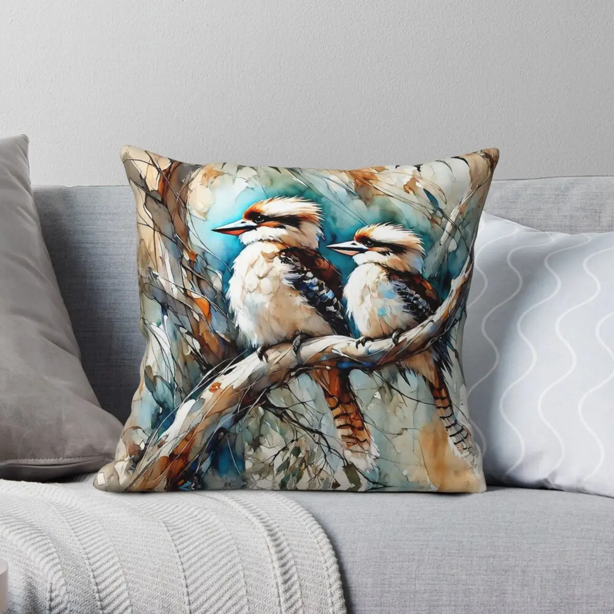 Kookaburras 9 Square Pillowcase Polyester Linen Velvet Creative Zip Decor Throw Pillow Case Car Cushion Cover 18