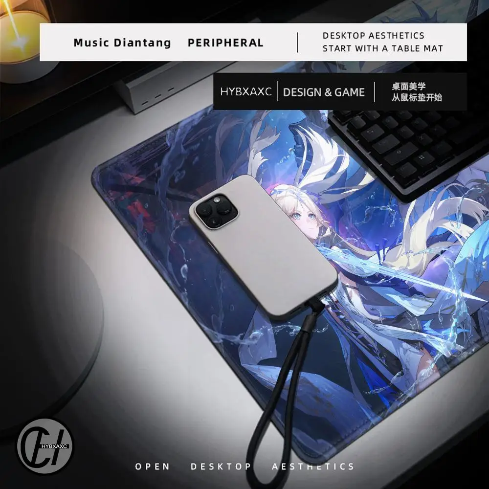 Cartethyia Wuthering Waves Rubber Mouse Pad Game Laptop Play Mat Extra Large Kawaii Non-slip Mouse Pad Gaming Accessories XXL