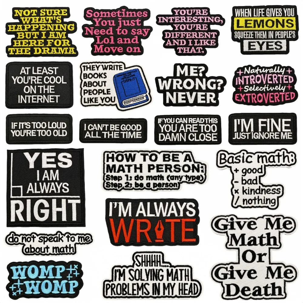English Letters Words Writing Clause Iron-on Sew Embroidery Badge Patches DIY T-shirt Hat Backpack Clothing Appliques Sticker
