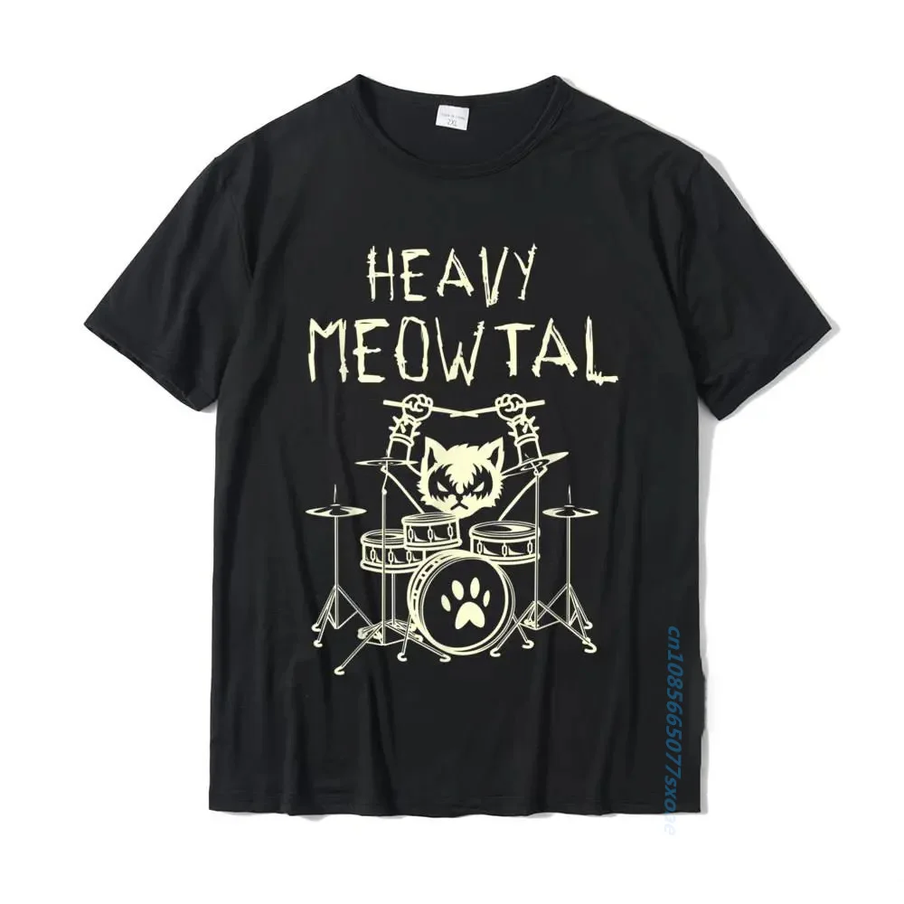 Heavy Meowtal Cat Metal Music Gift Idea Funny Pet Owner T-Shirt Latest Printed Tops Shirt Cotton T Shirts For Boys Geek