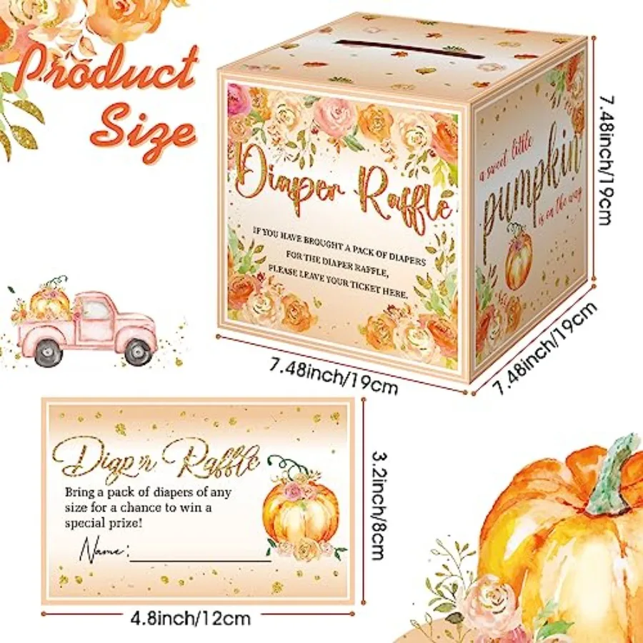 51 قطعة من تذاكر السحب للحفاضات مع صندوق كرتوني لتزيين حفلات استقبال المولود الجديد صندوق حامل لحفلات السحب للفتيات والأولاد