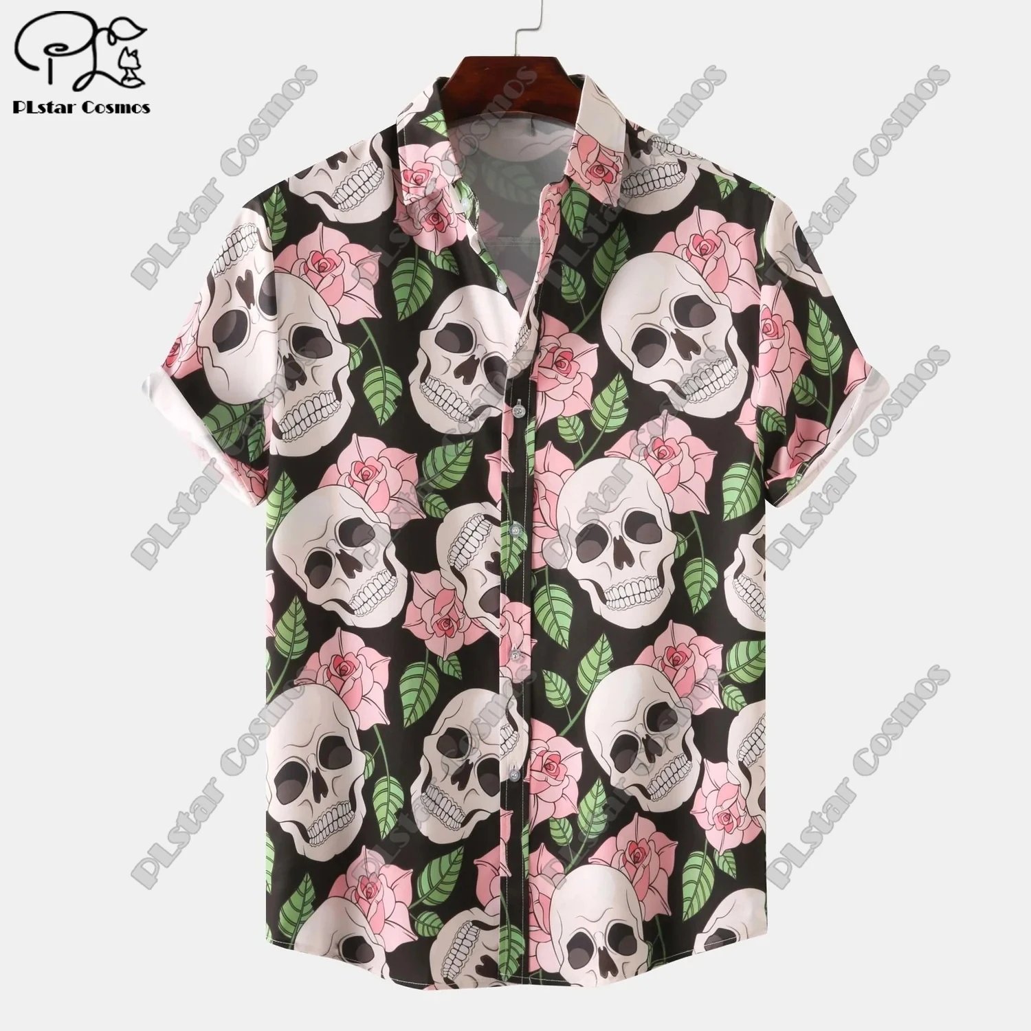 3D-Druck Blut befleckt Sensenmann Schädel Halloween Hawaii Shirt Sommer Kurzarm Shirt Unisex Shirt Halloween Geschenk