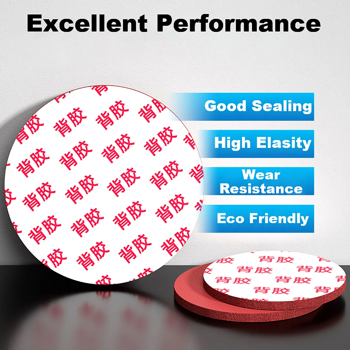 10Pc Adhesive Backed Red Silicone Round Pad Super Soft Sponge Foam Board High Temperature Resistant Pad Dia5-150mm Thick 1-2mm