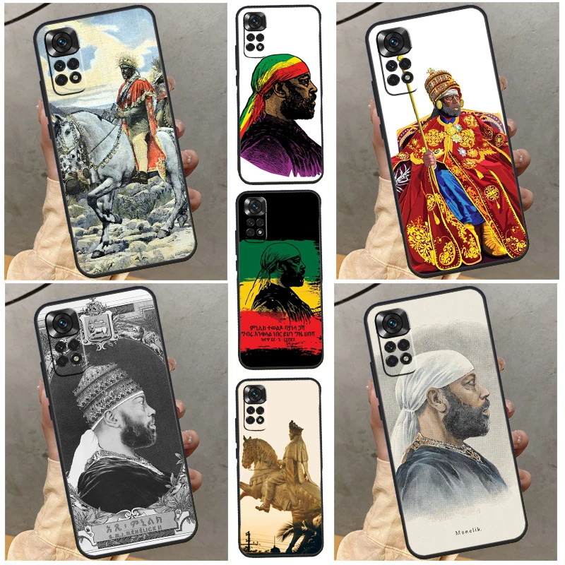 Emperor Menelik II of Ethiopia Case For Xiaomi Redmi Note 10 Pro 8 9 12 11 Pro 8T 9S 10S 11S Redmi 9 10 10C 9A 9C Cover