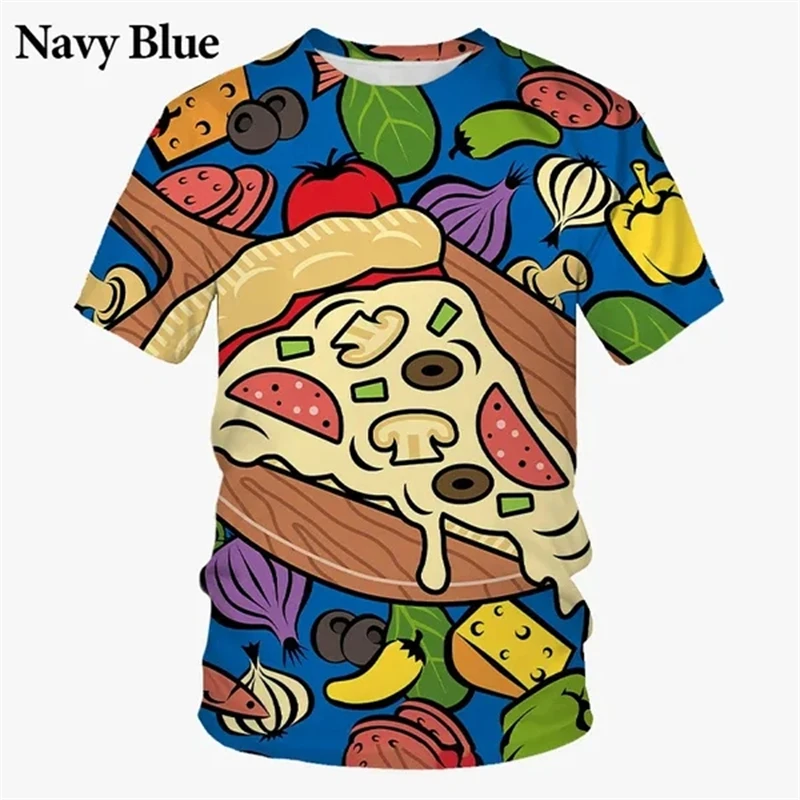 

New Funny Pizza Design Casual Fashion 3D Printing T Shirt Trend Harajuku Street Men's Women's T-Shirts High Quality Tops Clothes