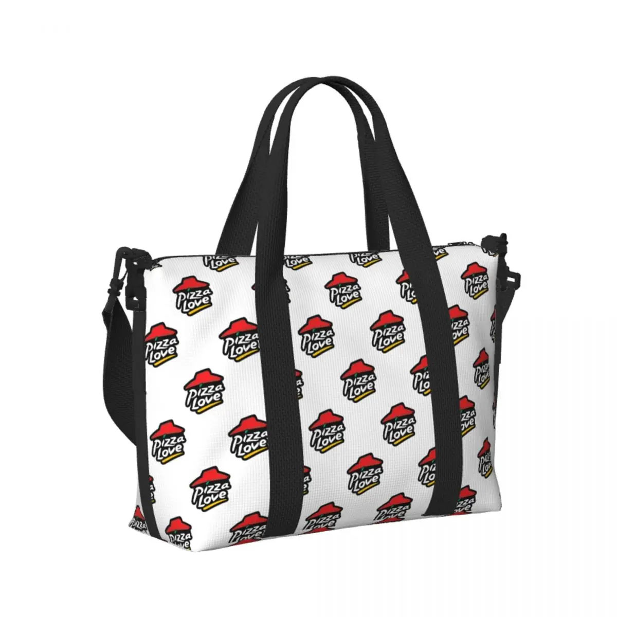 

Pizza Love Pizza Hut Funny Parody Beach Travel Bag Large Capacity Tote Bags for Gym Sport Women Shopping Duffle Shoulder Bag