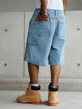 Men's Light Blue Wide-Leg Utility Denim Shorts for Summer 2 Men's Light Blue Wide-Leg Utility Denim Shorts for Summer 2