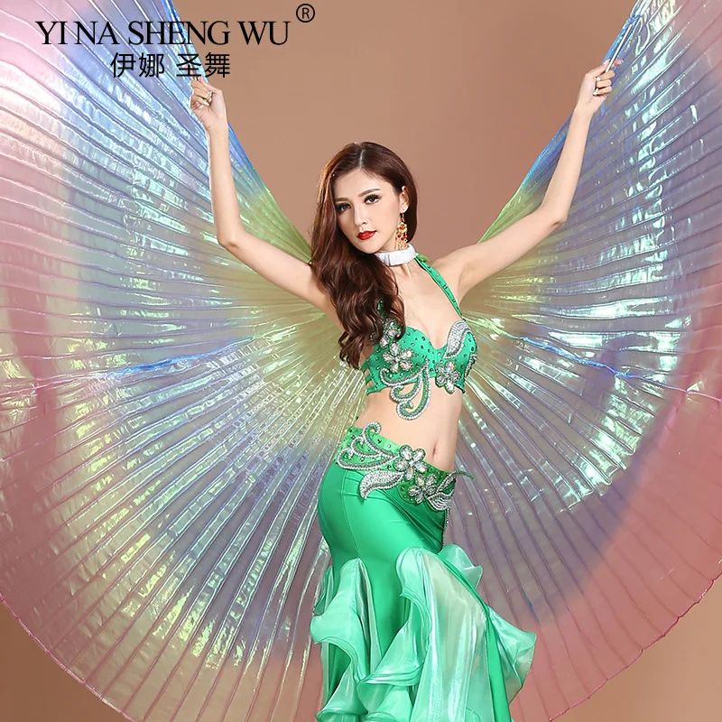 Belly Dance Wings Adult Belly Dance Accessories Stage Performance Props Tricolor Wings Transparent Colored Isis Wings No Stick