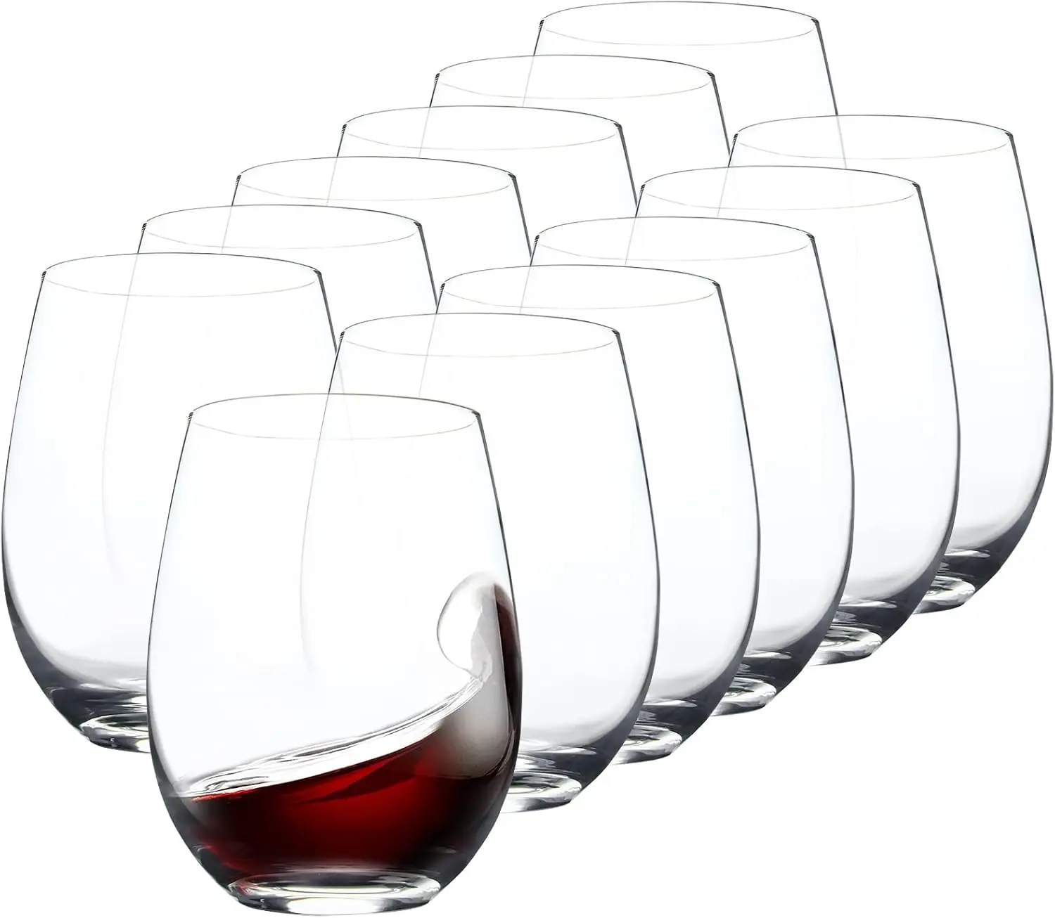 

10PCS Stemless Dispossable Wine Glasses 16 Ounce Smooth Rim Plastic Tumblers for Red White Wine Juices Water Dishwasher Safe