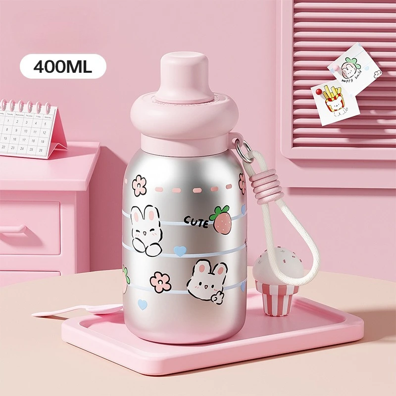 Botella de Agua Aislada de 400 ml, Linda, de Acero Inoxidable 316, Termo de Doble Pared, Ligero, para Viajes, Taza de Regalo