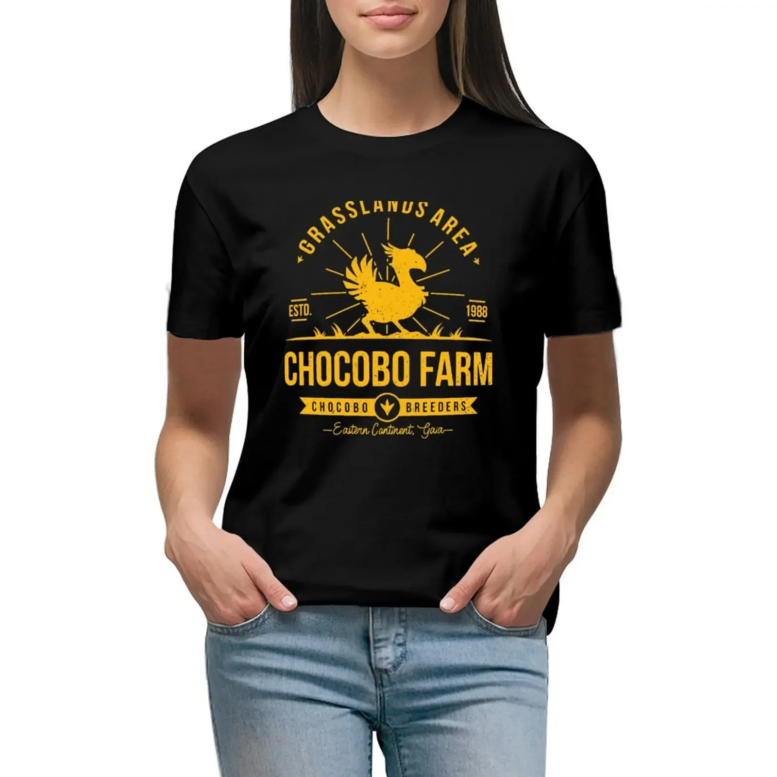 

Chocobo Farm T-Shirt anime clothes Short sleeve tee graphics Woman T-shirts