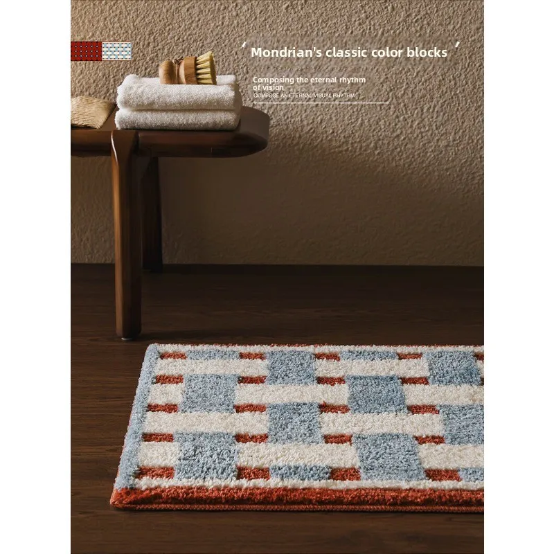 Vintage-style bathroom floor mat, thickened absorbent foot mat, non-slip carpet at bathroom entrance, premium 60X90CM