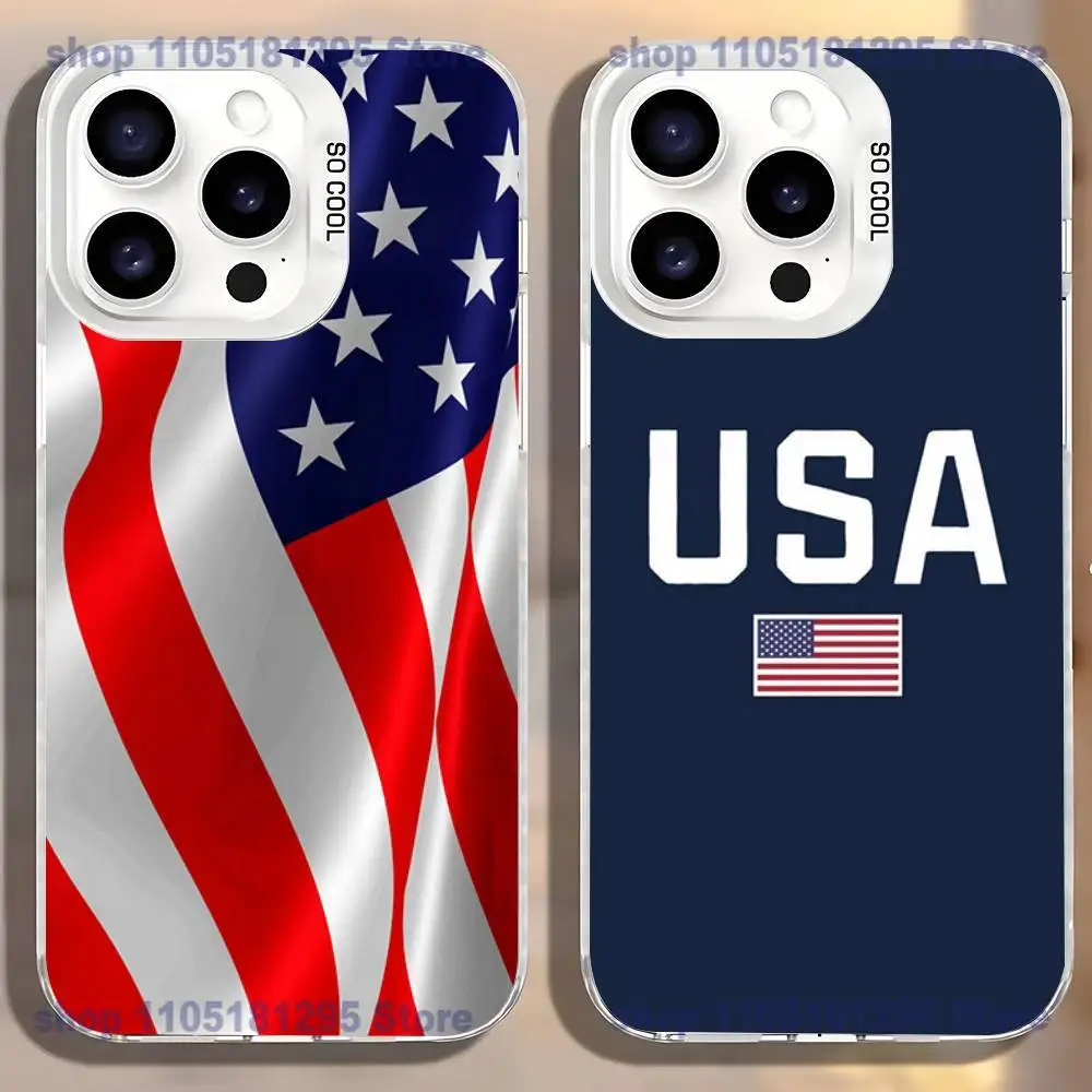 

America USA Flag Cool Phone Case For iPhone17,16,15,14,13,12,11,Mini,Pro,SE,MAX,plus,White Matte Shockproof Cover
