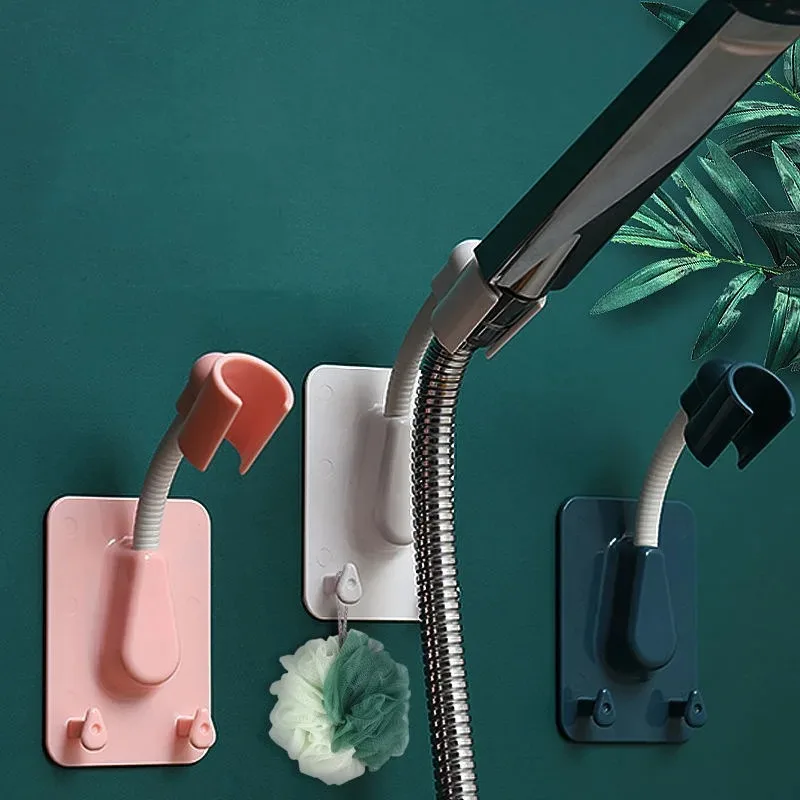 

2025 Hot Convenient Adjustable Self Adhesive Shower Head Bracket Wall Mounted Bathroom Universal Bracket Bathroom Accessories