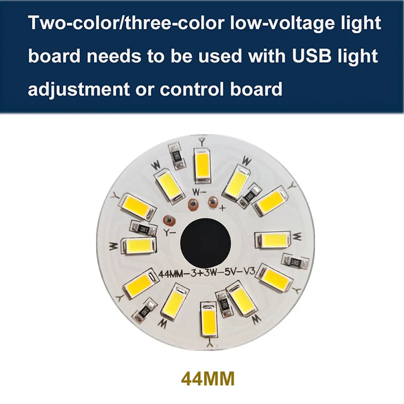 1PC pannello luminoso a LED ad alta luminosità 3W bianco caldo 5V due colori 44mm lampadina rotonda 5730 sorgente della lampada