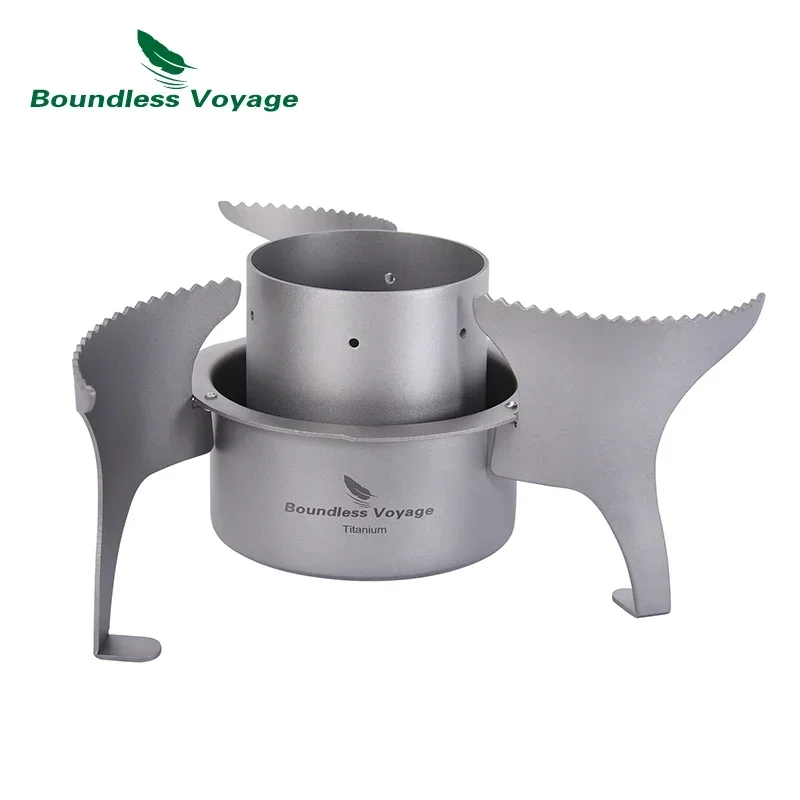 Boundless Voyage Titanium Alcohol Spirit Stove Outdoor Camping Picnic Burner with Foldable Stands Brackets Lightweight Furnace