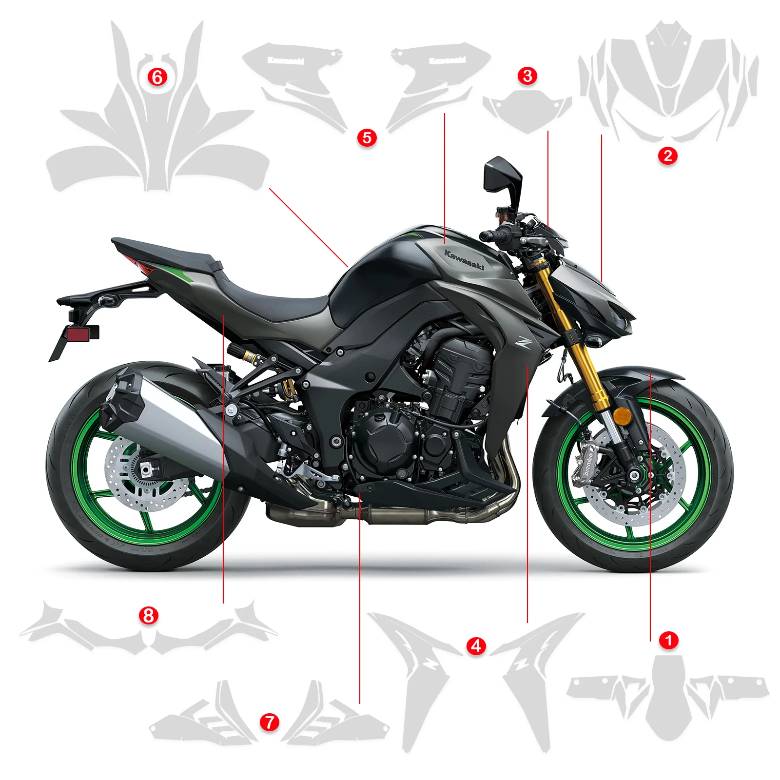 For KAWASAKI Z1100 SE 2026 2027 TPU Paint Protection Film Motorcycle Invisible Protective Wrap Anti-Scratch Waterproof