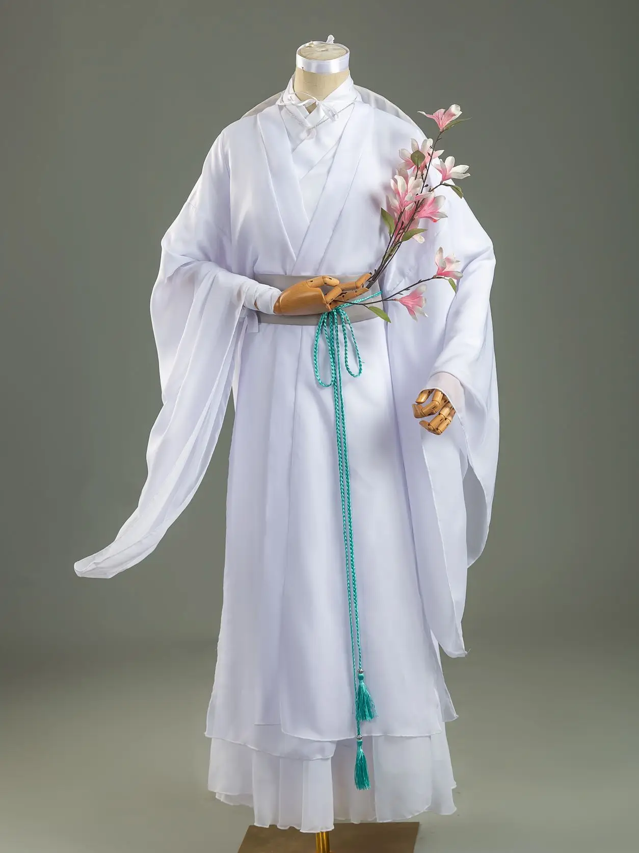 Anime Xie Lian Cosplay Kostuum Tian Guan Ci Fu Cosplay Xielian Cos Pruiken Bamboe Hoed Prop Retro Witte Pakken Outfit Voor Dames Heren