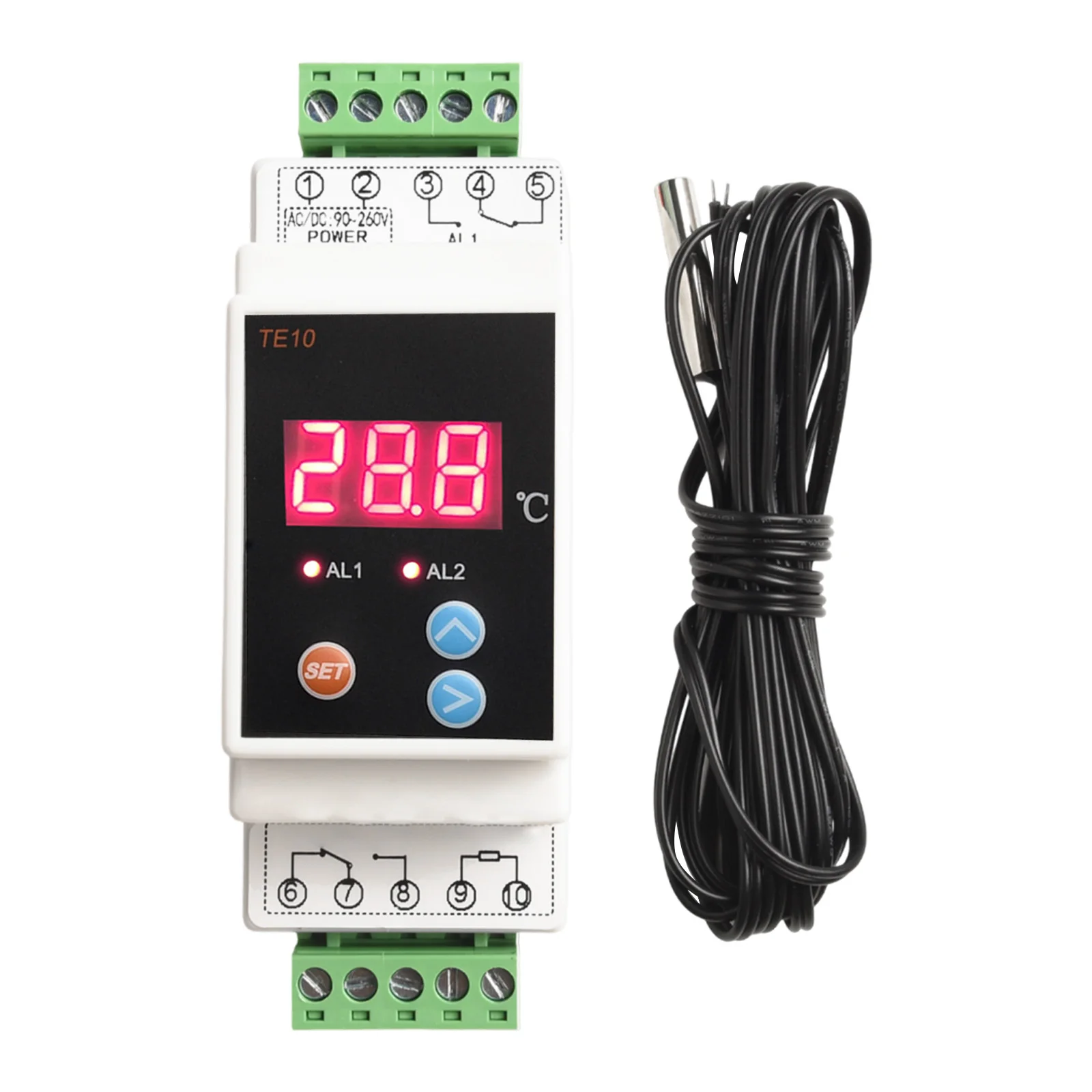 

AC90 260V Thermostat Color White Temperature Alarm Controller Adjustment Function Digital Filtering Stable Performance