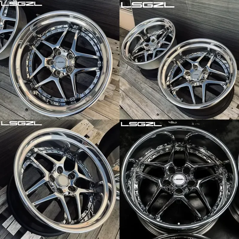

i LSGZL 2-piece Custom Forged Wheels 16 17 18 19 20 21 22 Inch Deep Dish Chrome Five Spoke Car Rims Racing Wheels for Z3