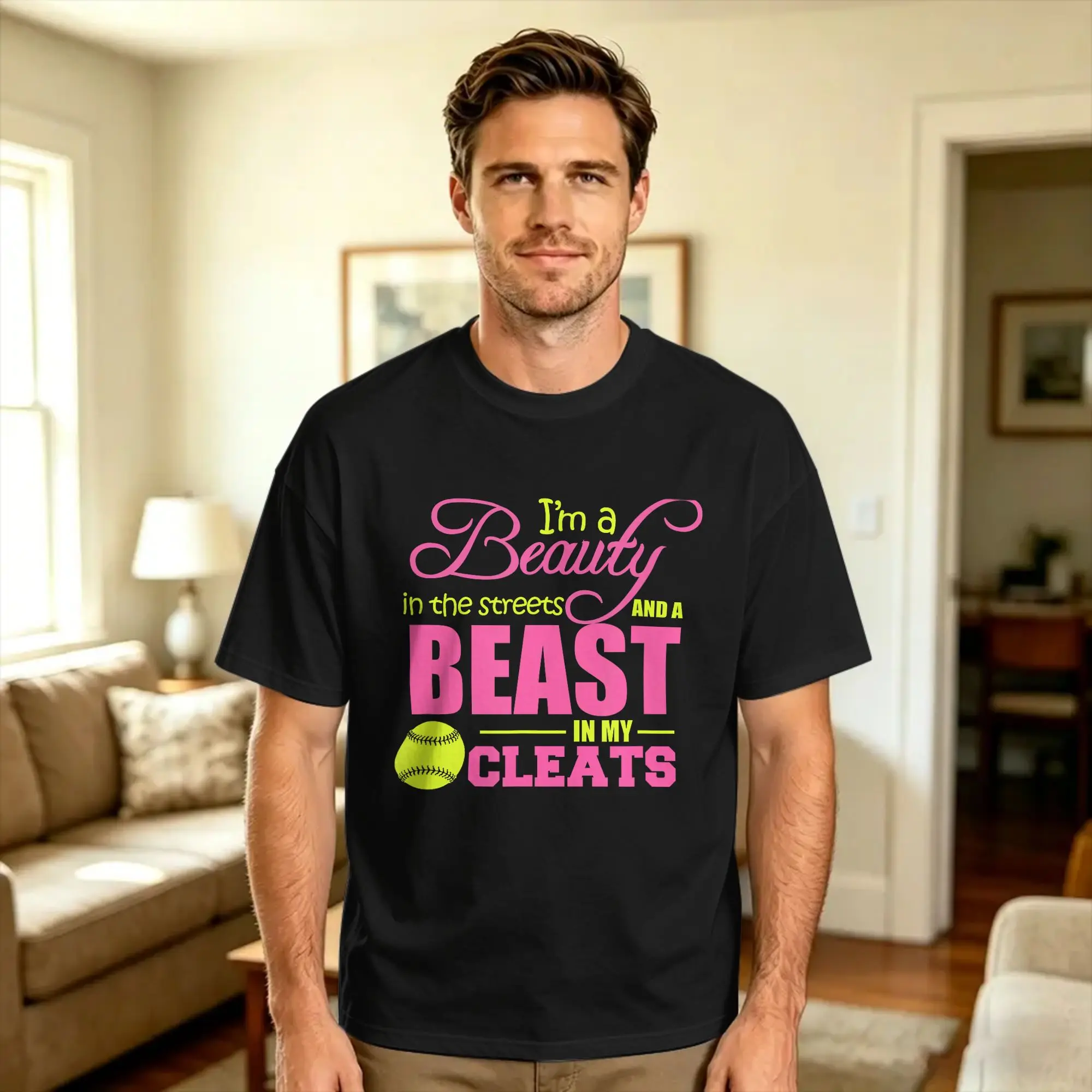 Men's Beauty in the Street Beast in my Cleats T Shirts  Cotton Tops Summer Vintage Short-Sleeved T Shirt Crewneck Leisure Tees