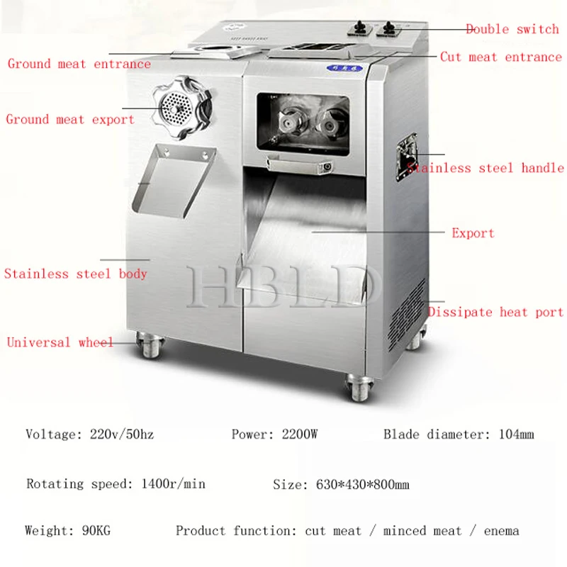 Large Kitchen Meat Cutter Vertical Electric Multi-Function Automatic Detachable Knife Set Meat Grinder