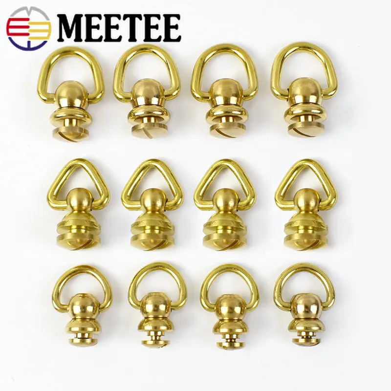 5Pc Solid Brass Rotated Buckle D Ring Nails Buckles Bag Strap Chain Connector Hook Handbag Hanger Clasp DIY Hardware Accessories