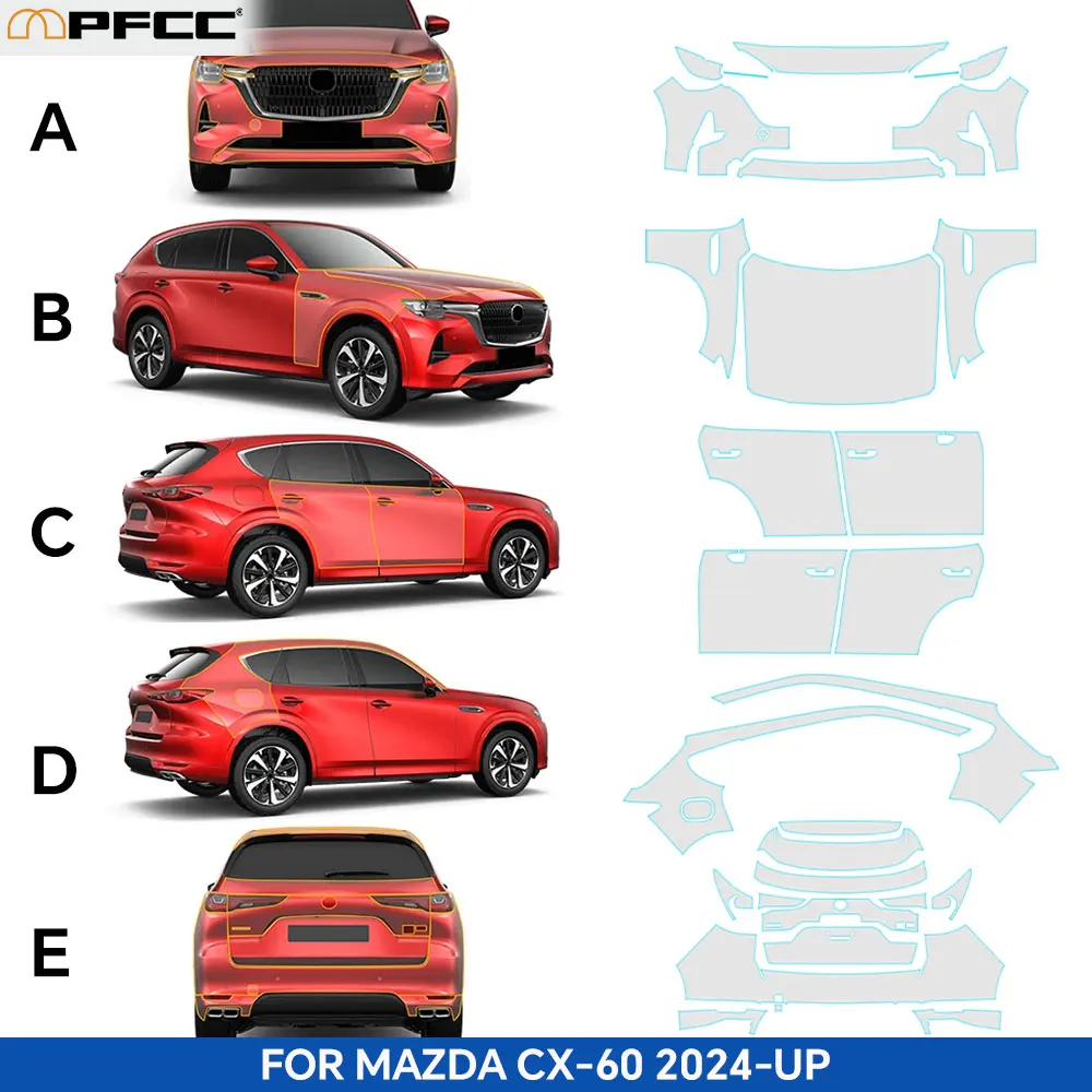 

For Mazda CX60 CX-60 2024 2025 8.5Mil TPU Paint Protection Film Car Body Anti-Scratch Clear Bra Pre-cut PPF Decal Kit Resistant