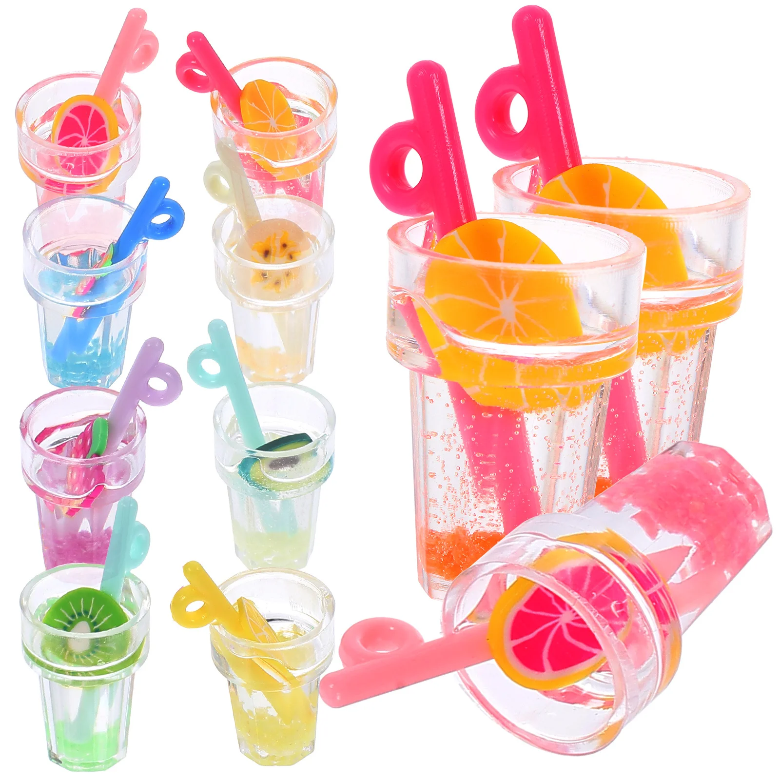 30 pièces de breloques pour gobelets de boissons aux fruits en résine qui brillent dans le noir pour la décoration artisanale de coques de téléphone, de pinces à cheveux, de petits ornements