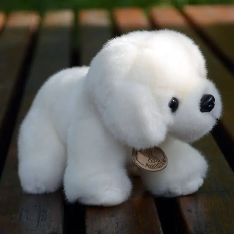 L28cm Adorable Cute and Charming White Bichon Frise and Super Cute Golden Retriever Puppy Plush Toys PP Cotton Birthday Gift