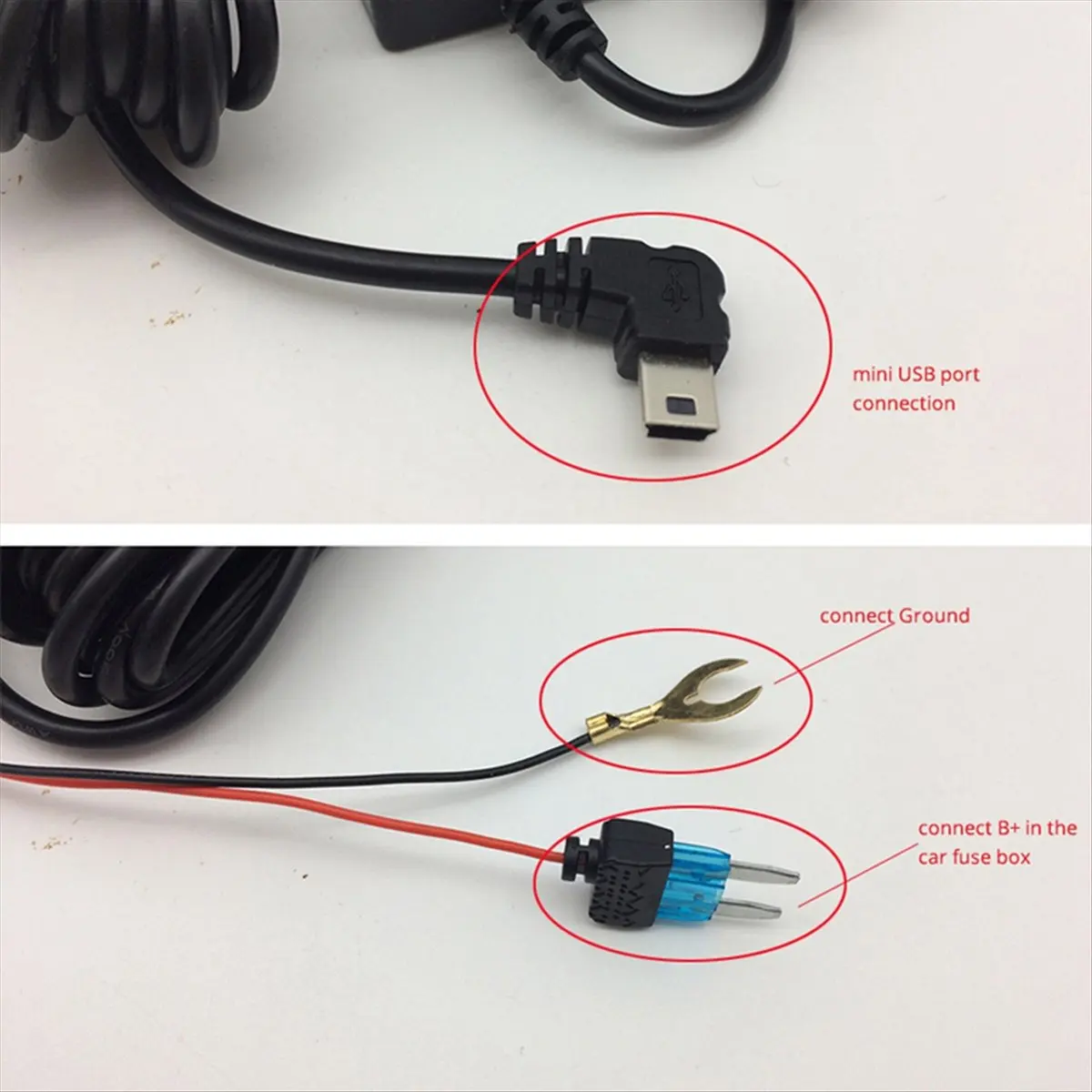 SCLS 12/24V to 5V Car Dash Cam Wire 3.2m Mirror DVR Hardwire Cable Kit Video Recorder Mini Micro-USB Charger Line