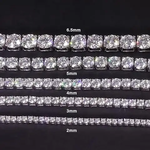 KNOBSPIN GRA 인증 Moissanite 테니스 목걸이 2/3/4/5/6.5mm 솔리드 925 스털링 실버 다이아몬드 테니스 목걸이 여성용 남성용
