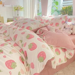 Cartoon Strawberry Home Bedding Set semplice copripiumino floreale nordico con lenzuolo morbido copripiumino federe biancheria da letto