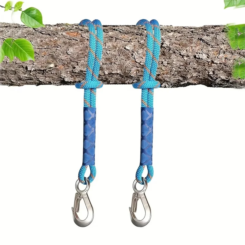 Cuerda de Suspensión de Nailon Resistente con Gancho Metálico para Hamacas, Columpios de Árbol y Sillas de Patio
