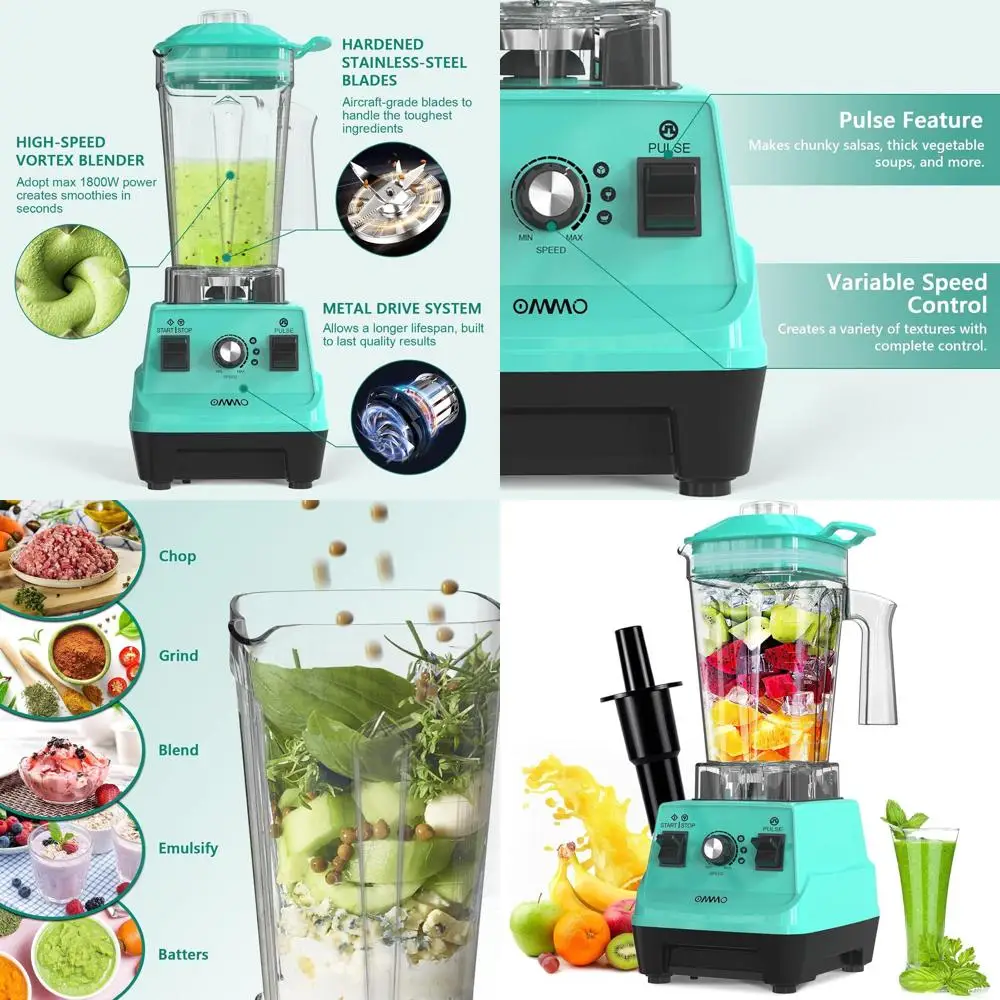 

Высокоскоростной блендер для столешницы мощностью 1800 Вт, лезвия из нержавеющей стали, емкость 60 унций, без BPA, для смузи, орехов, льда, фруктов, можно мыть в посудомоечной машине