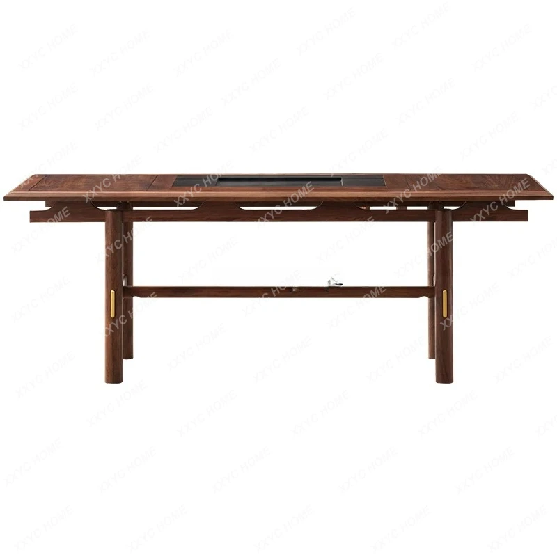 A  Minimalist solid wood tea table New Chinese high-end walnut tea table