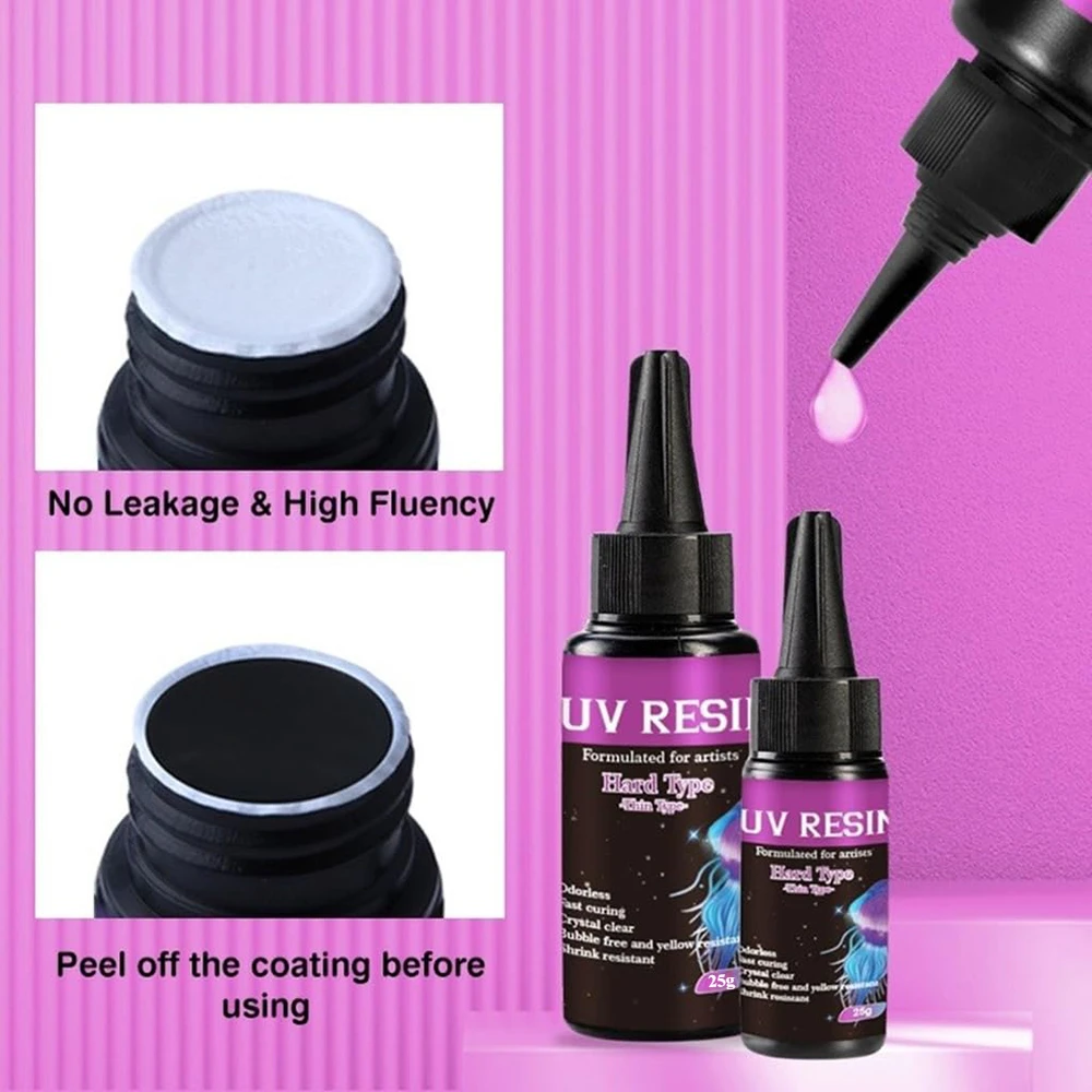 Klej żywiczny UV 25g Przezroczysty twardy klej Szybkoschnący epoksyd utwardzany słonecznie Wysoka twardość do biżuterii DIY Dekoracja rzemiosła szklanego i metalowego — zdjęcie 3
