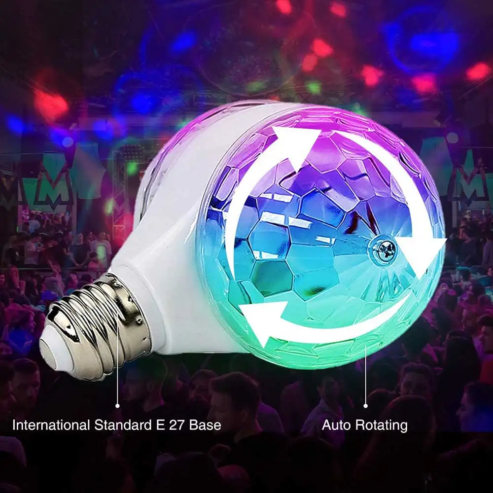 RGB Bühnen lampe E27 Basis Magic Disco Lampe mit zwei rotierenden Lampen köpfen bunte Projektions lampe Glühbirne für Bar Party Club Ktv