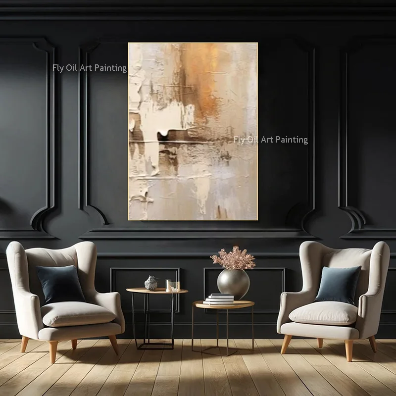 Large Hand Painted Neutral Texture Abstract Canvas Wall Art, Thick Palette Knife Oil Painting, Wabi Sabi Decor For Living Room