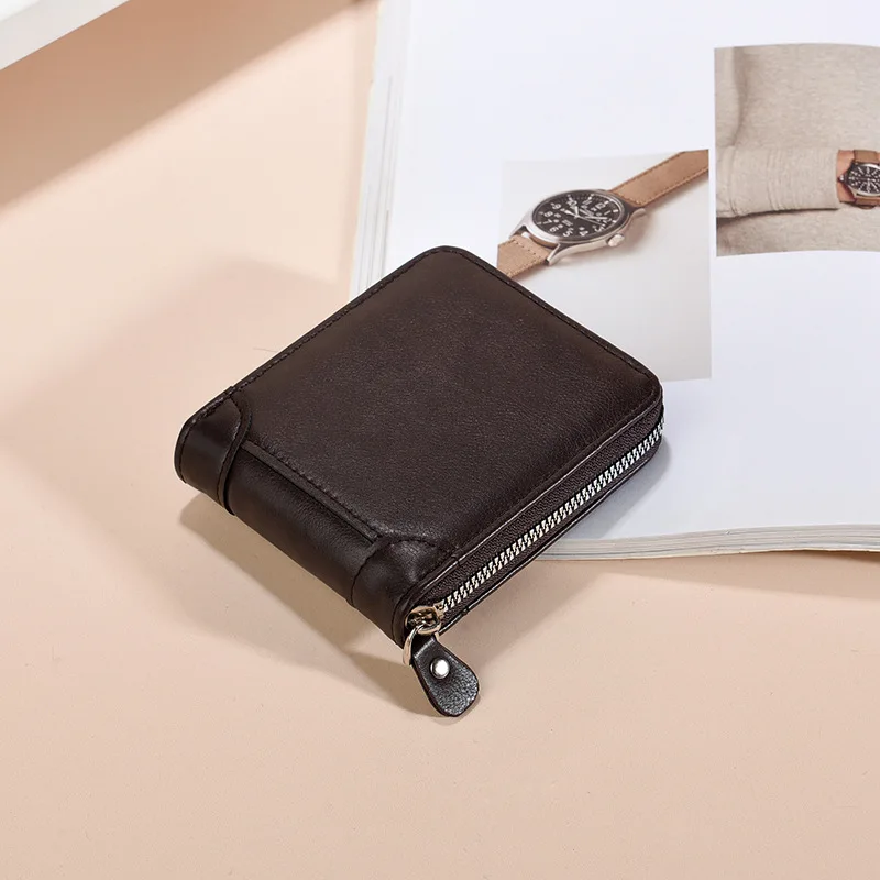 

Euro American style Men's Business Short Wallet, Multi-Card Organizer & Money Clip, Premium Leather Slim Travel RFID Essentials