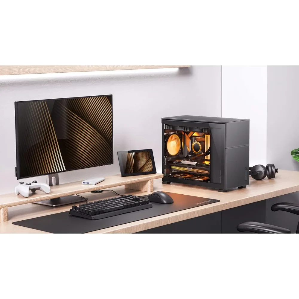 Micro ATX Computer Case Support RTX 4090 GPU 360 280 AIO Cooler ATX SFX Power Supply Tool Free Design Black PC Gaming