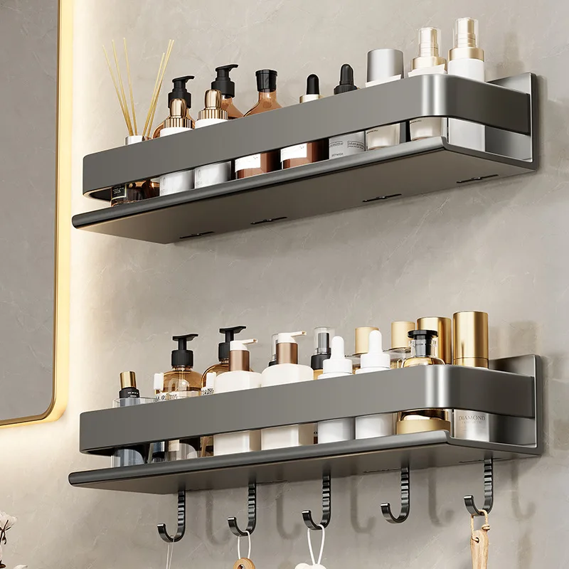 

Bathroom Shelves No Punch Bathroom Wall Storage Rack Wall-mounted Toilet Restroom Sink Hanging Shelf