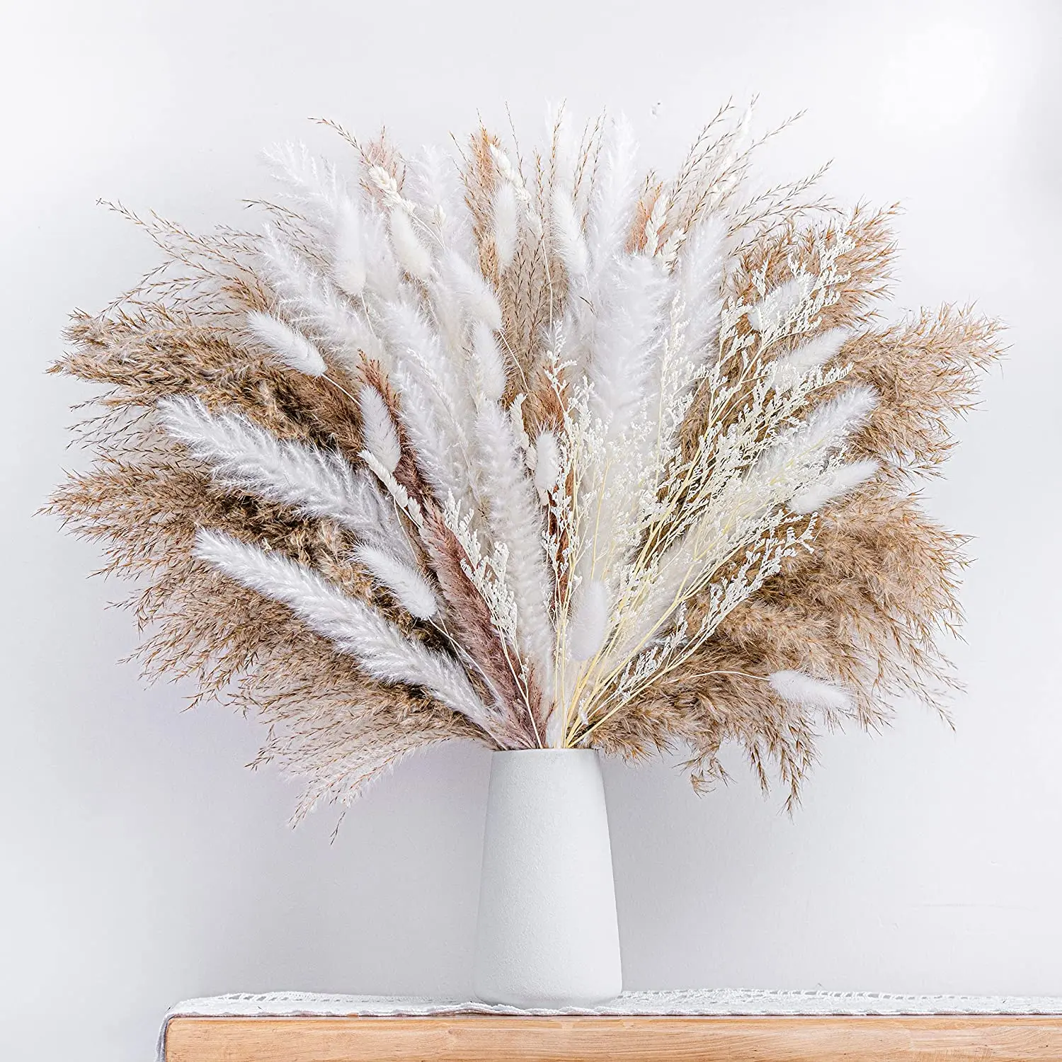 80pcs Hay Reed Pampas Wheat Ears Rabbit Tail Grass Natural Dried Flower Bouquet Wedding Decoration Bouquet Party Bohemia